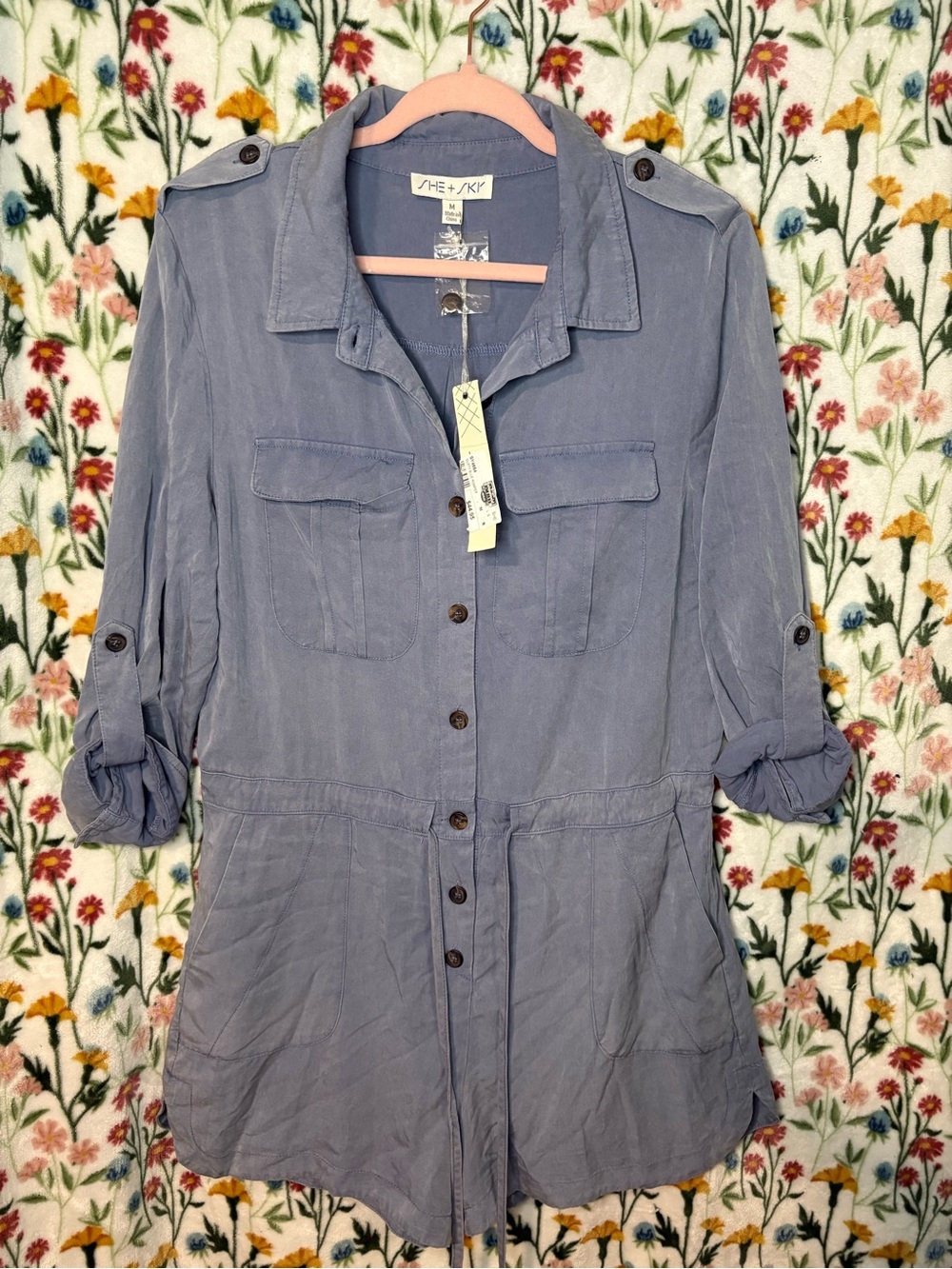 She + Sky Dusty Blue Utility Romper
